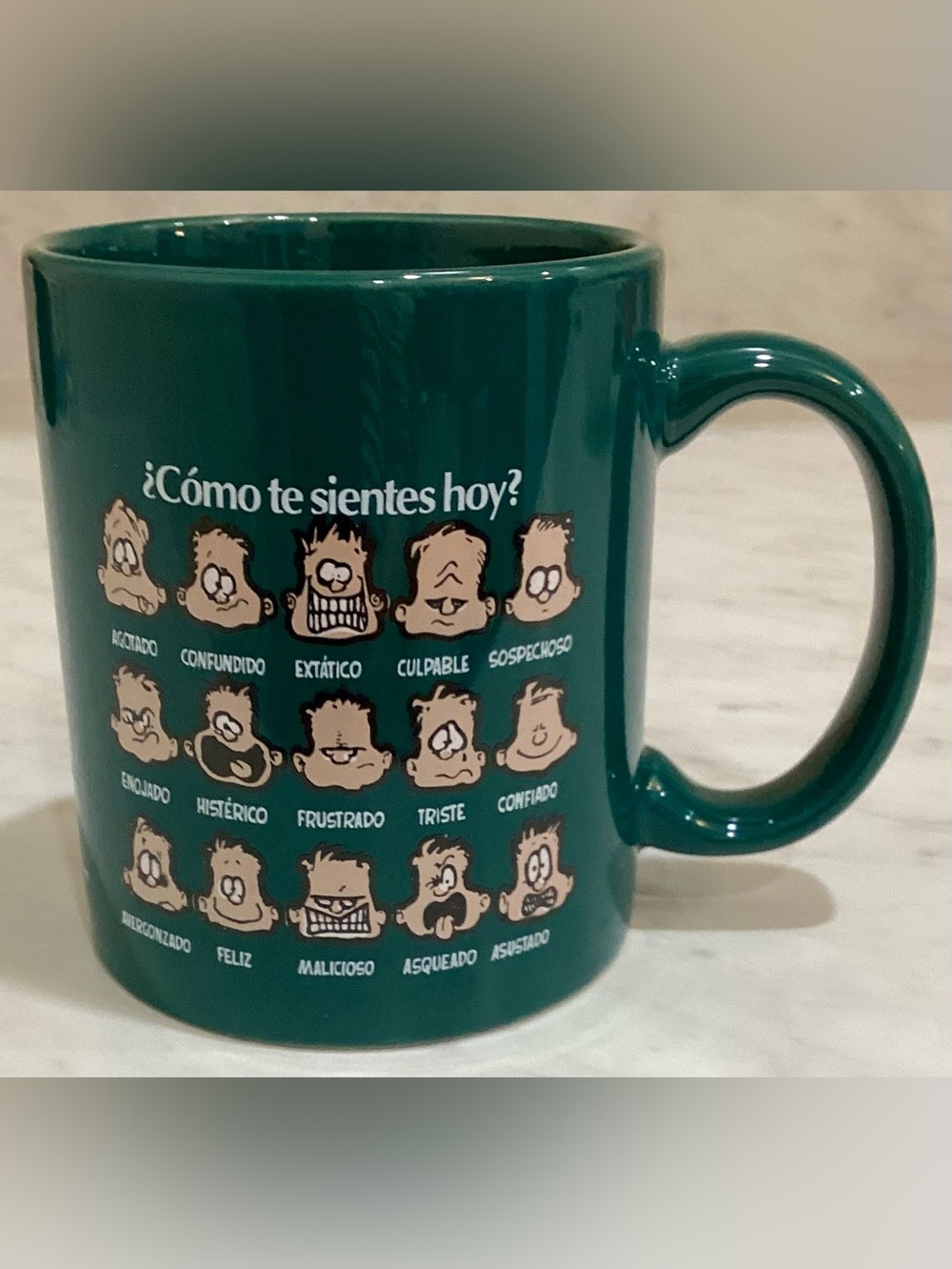 Vintage Jim Borgman Como Te Sientes Hoy Mug Spanish Feelings Therapy Art